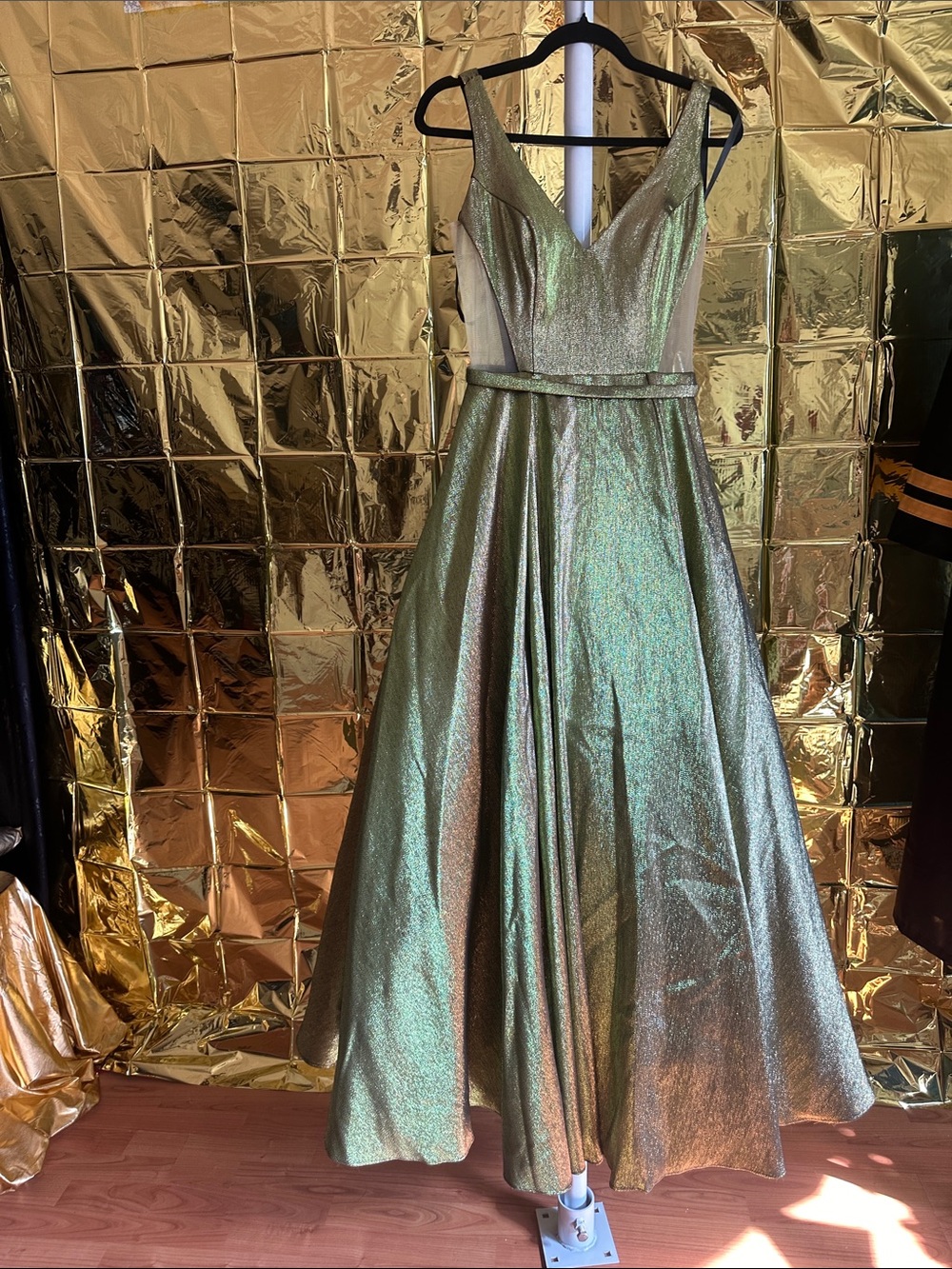 Jovani Metallic Green V-Neck Ball Gown - Picture 6 of 6
